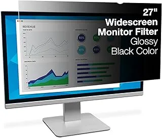 3M Privacy Filter for 27 Inch Widescreen Monitor, Reversable Gloss/Matte, Reduces Blue Light, Screen Protection, 16:9 Aspect Ratio (PF270W9B)