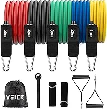 VEICK Resistance Bands Set,Workout Bands,Exercise Bands,5 Tube Fitness Bands with Door Anchor,Handles,Portable Bag,Legs Ankle Straps for Muscle Training, Physical Therapy, Shape Body,Home Workouts