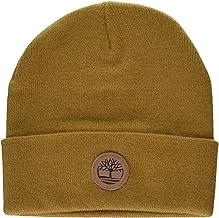Timberland mens Cuffed Beanie With Leather Logo Patch Beanie Hat