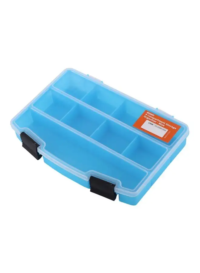 LAWAZIM 9-Compartment Plastic Storage Box Blue/Clear 13x4x20cm