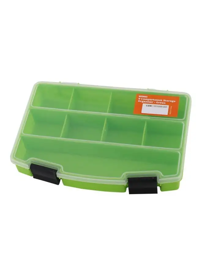 LAWAZIM 9-Compartment Plastic Storage Box Green/Clear 13x4x20cm