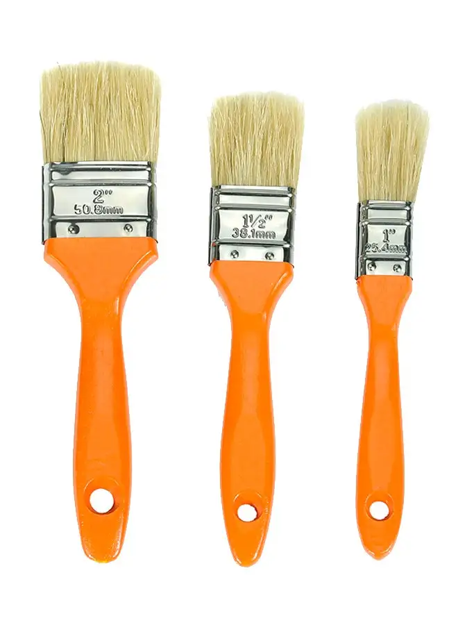 LAWAZIM 3-Piece Paint Brush Set Orange/Silver/Beige
