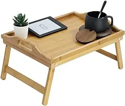 KKTONER Bamboo Bed Tray Table with Folding Legs Foldable Serving Portable Laptop Tray Snack Tray Breakfast Tray Bed Table Drawing Table (40)