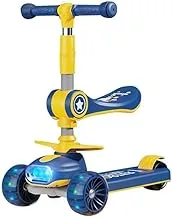 Hibobi 3-Wheel Kick Scooter with Comfortable Seat and Foldable Feature for Kids, Blue