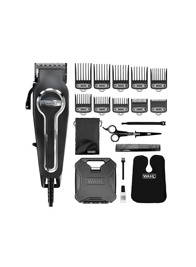 WAHL Elite Pro Hair Cutting Kit Powerful And Durable Motor Secure-Fit Premium Guide Combs 79602-300 Black/Silver