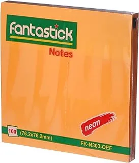 Fantastick Stick Notes, 3-Inch x 3-Inch Size, Fluorescent Orange