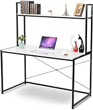 2 Tier Shelves Modern Home Office Desk White