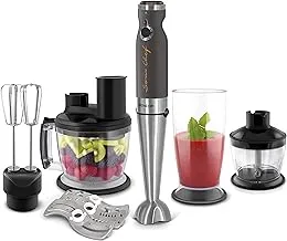 SENCOR - Hand Blender, 9in1 hand blander set, Stainless Steel Attachment that Can Also be Used to Mix Hot Foods, 20 speeds, 1200W, SHB 5501CH, 6 years replacement Warranty