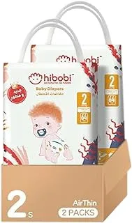 Hibobi Airthin Diapers, Size 2(S), 3.5-7kg, 64 Diapers