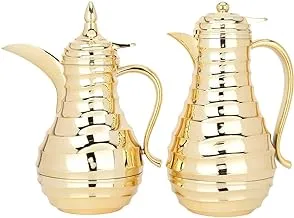 Alsaifgallery Blanca Lustrous Thermos 2 Pieces Set, Golden