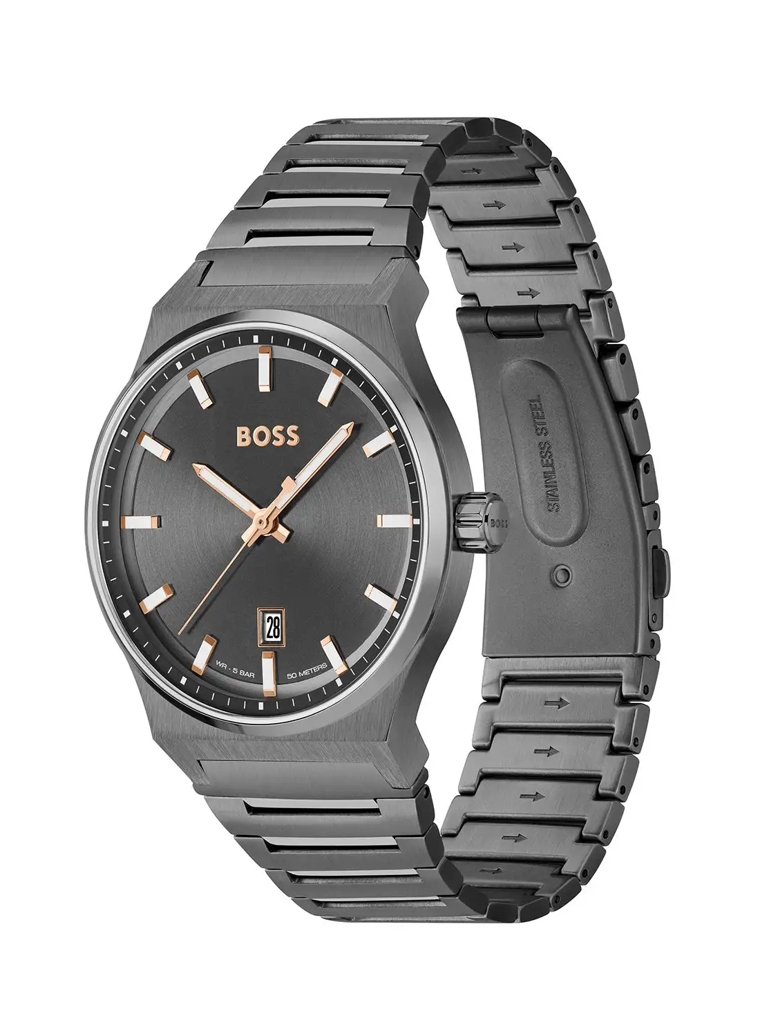 HUGO BOSS Men's Analog Round Shape Stainless Steel Wrist Watch 1514078 - 41 Mm