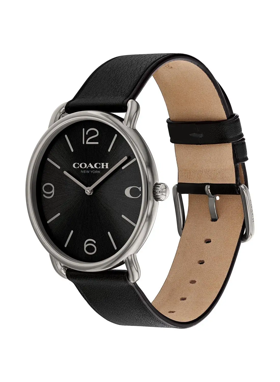COACH Men's Analog Round Shape Leather Wrist Watch 14602645 - 41 Mm