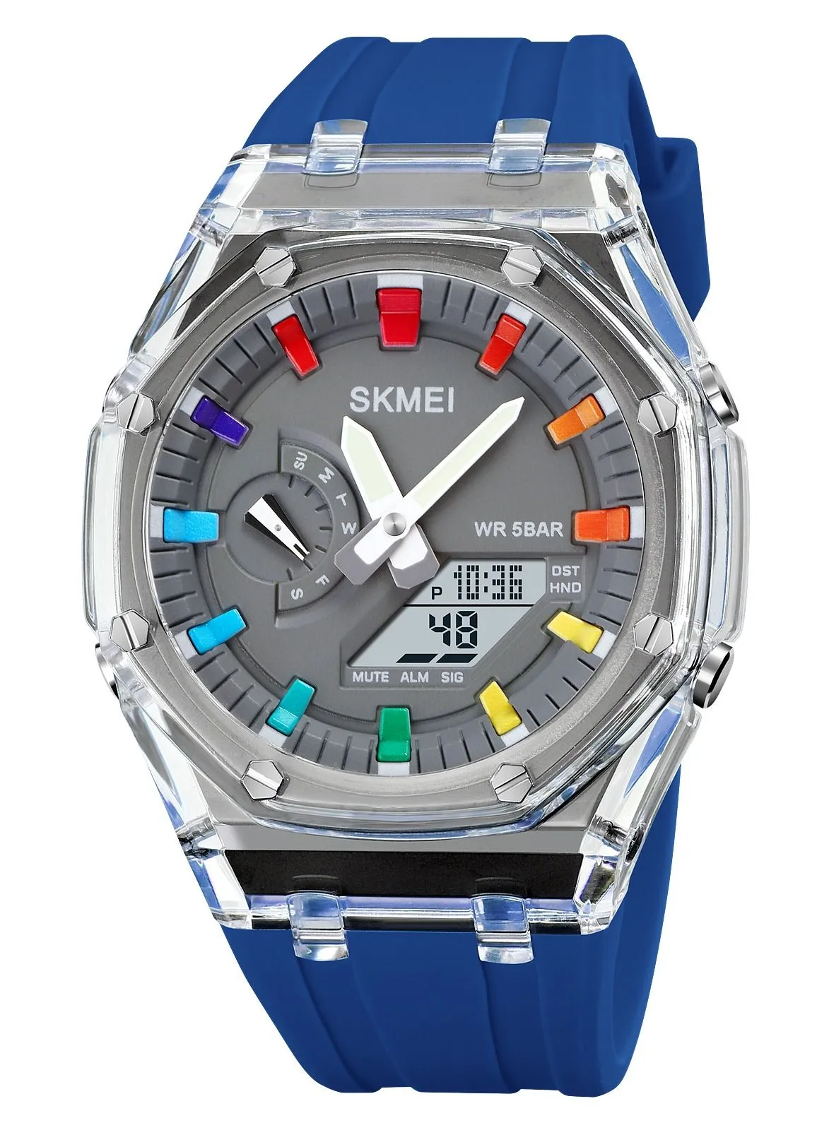 SKMEI Watch For Men Water Resistant Analog Digital Watch Silicone Strap - Blue