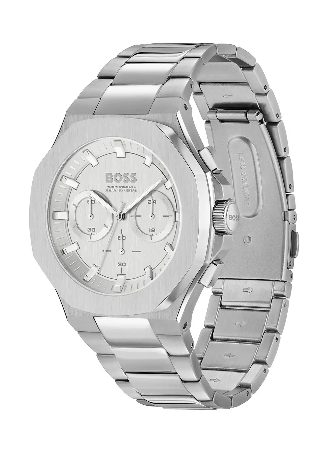 HUGO BOSS Men's Chronograph Tonneau Shape Stainless Steel Wrist Watch 1514087 - 45 Mm