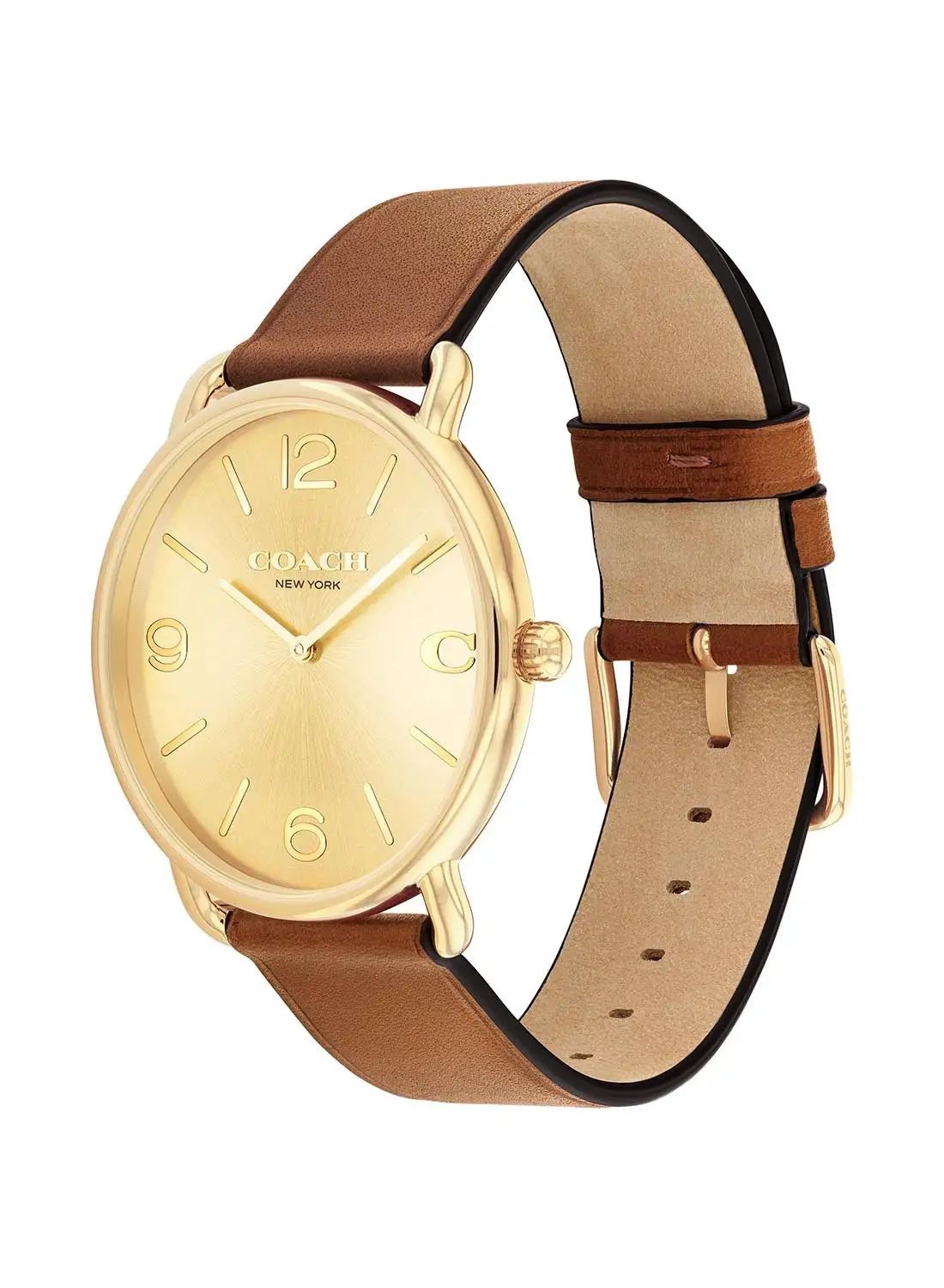 COACH Men's Analog Round Shape Leather Wrist Watch 14602646 - 41 Mm