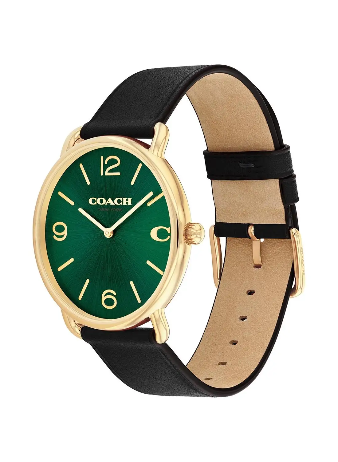 COACH Men's Analog Round Shape Leather Wrist Watch 14602648 - 41 Mm