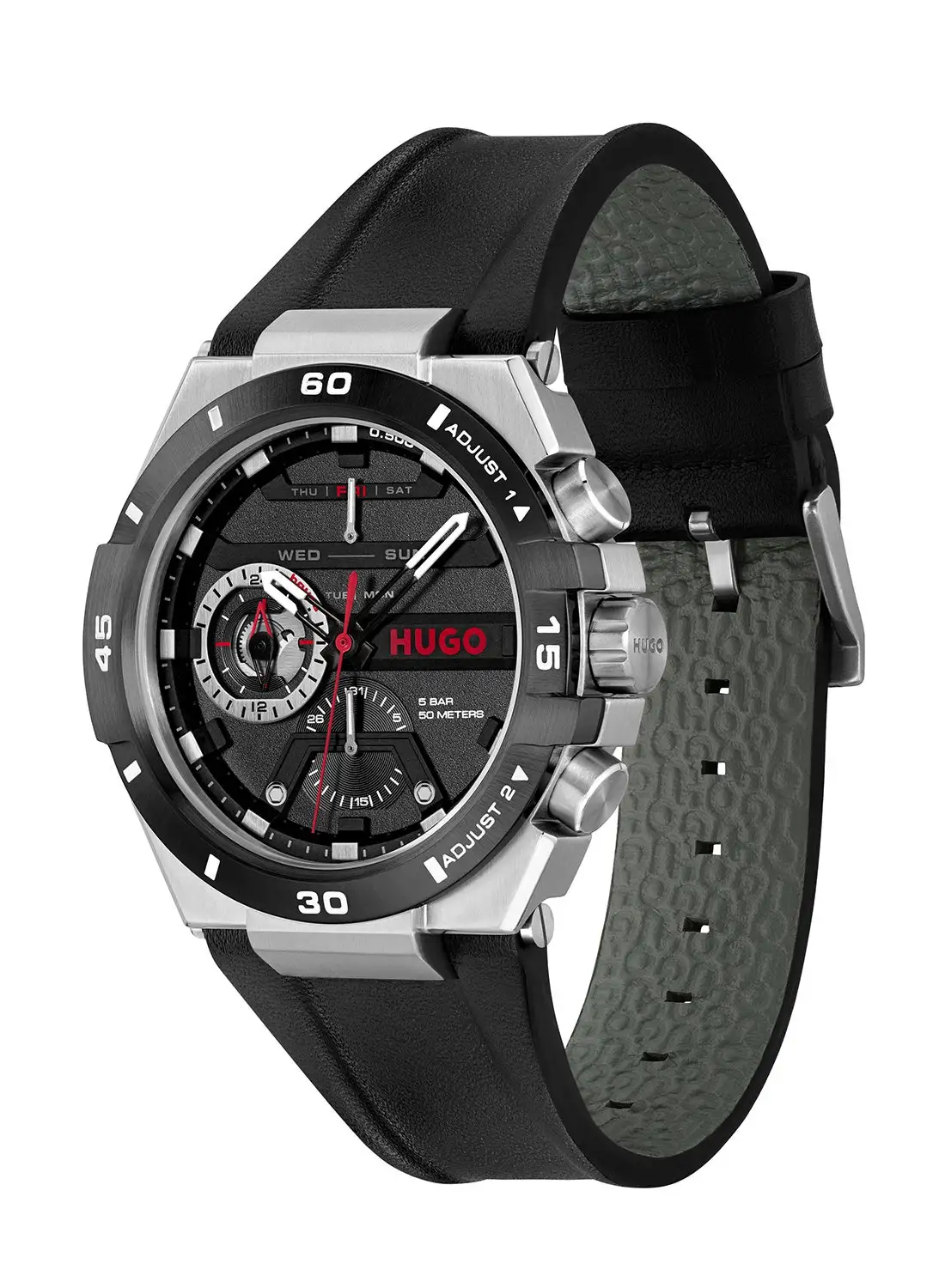 HUGO BOSS Men's Analog Round Shape Leather Wrist Watch 1530336 - 46 Mm
