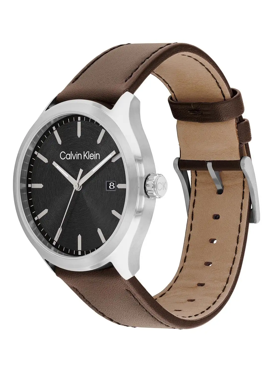 CALVIN KLEIN Men's Analog Round Shape Leather Wrist Watch 25200354 - 43 Mm