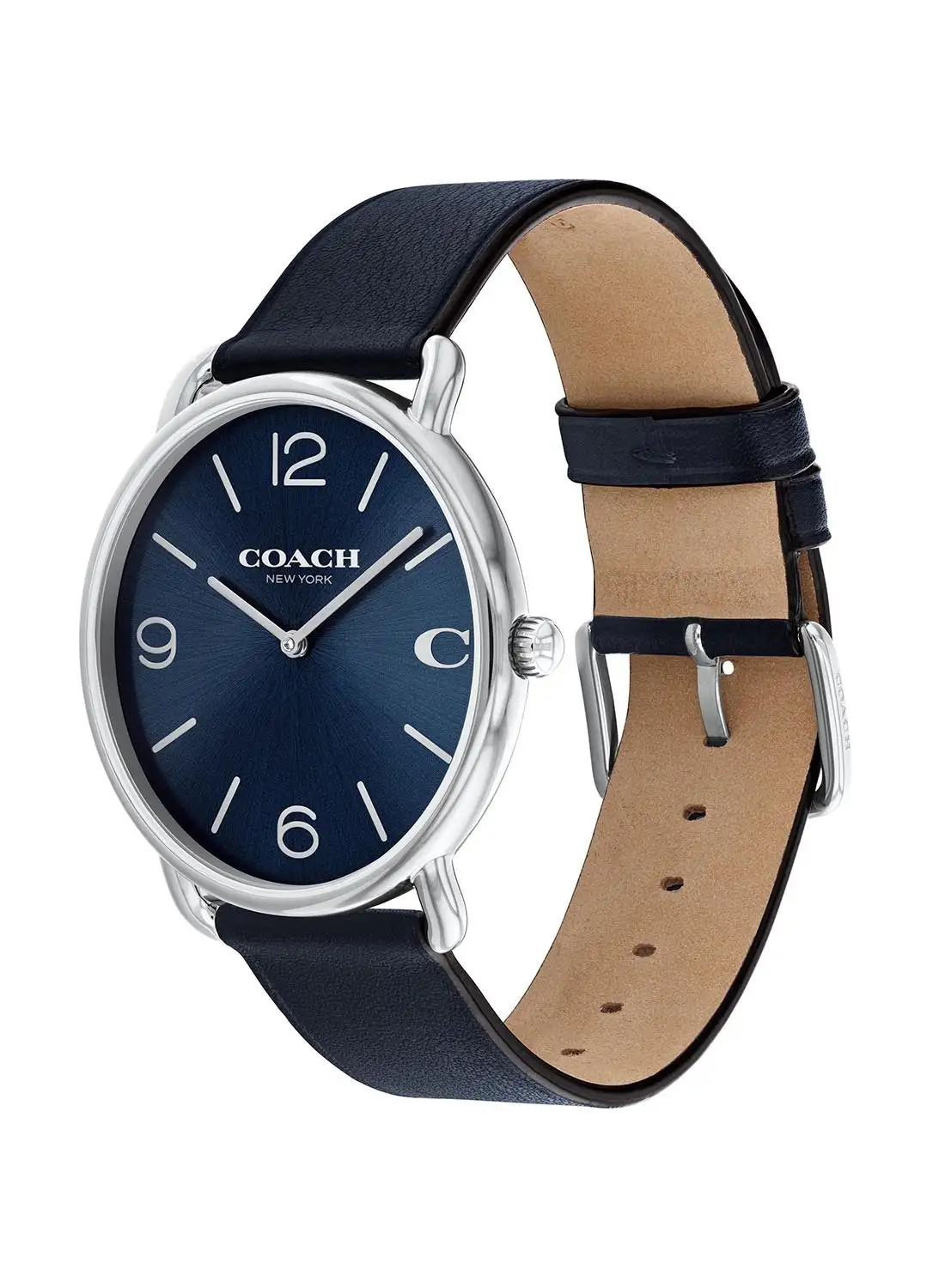 COACH Men's Analog Round Shape Leather Wrist Watch 14602649 - 41 Mm