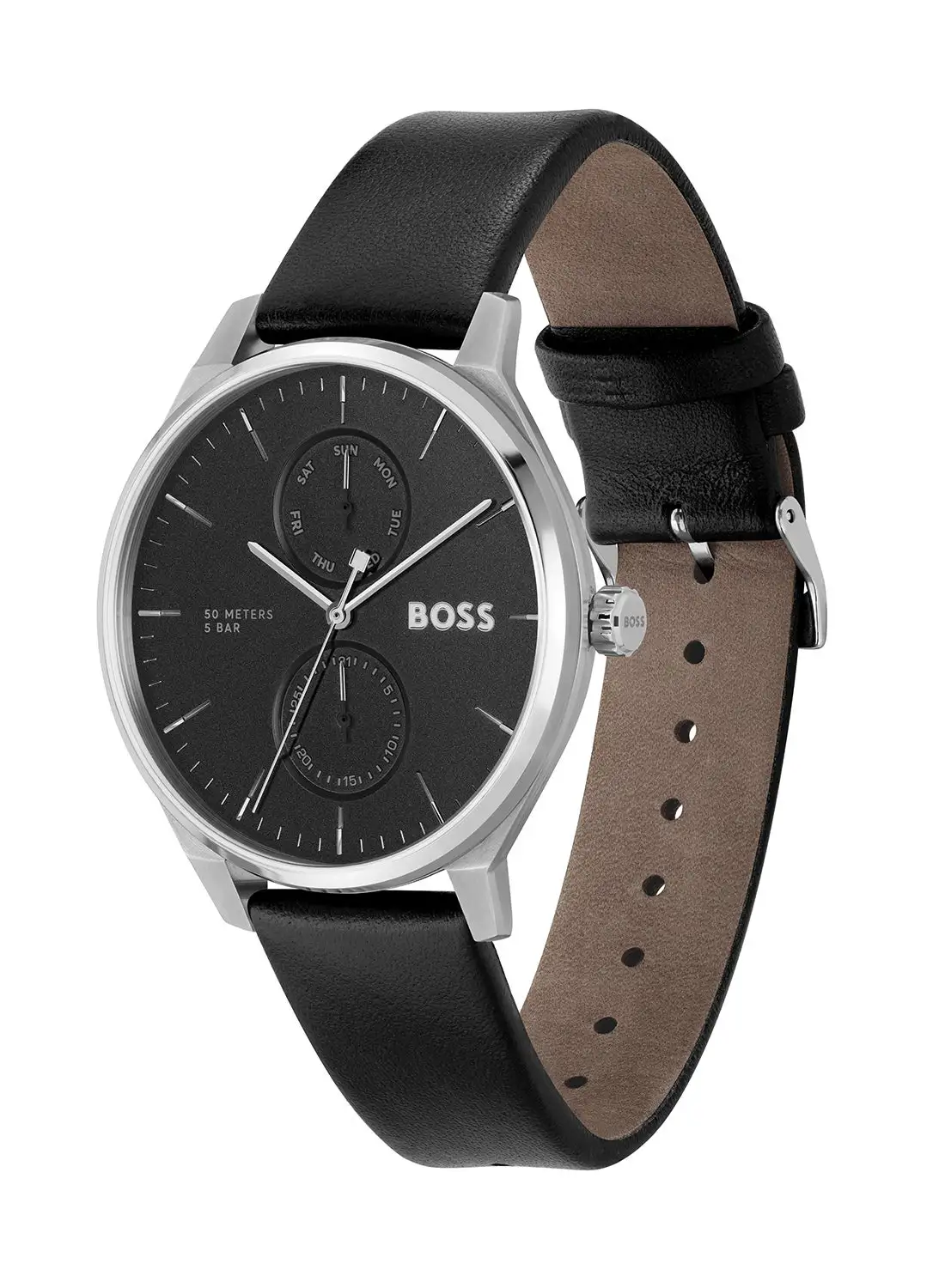 HUGO BOSS Men's Analog Round Shape Leather Wrist Watch 1514102 - 43 Mm