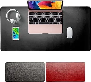 Sky-Touch Desk Pad Leather Computer Mouse Pad Office Desk Mat Extended Gaming Mouse Pad, Non-Slip Waterproof Dual-Side Use Desk Mat Protector 80cm X 40cm, Red/Black