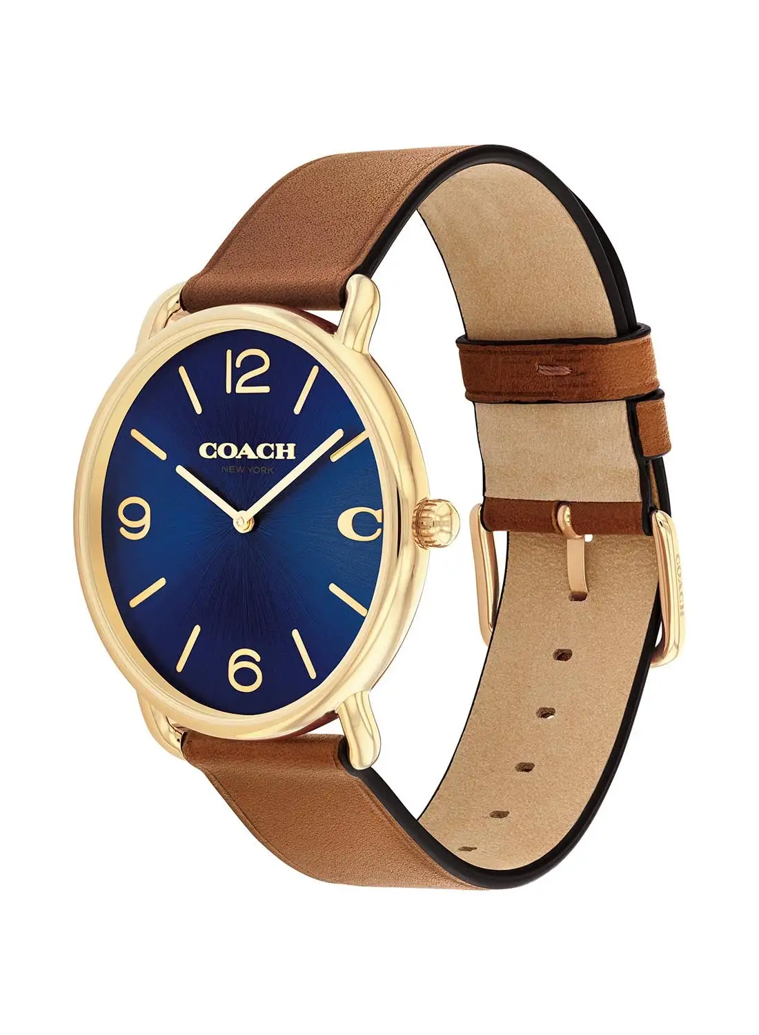 COACH Men's Analog Round Shape Leather Wrist Watch 14602644 - 41 Mm