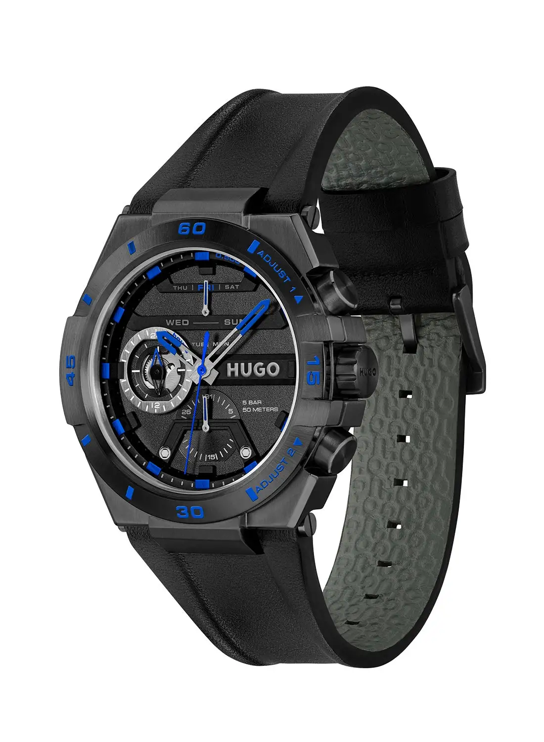 HUGO BOSS Men's Analog Round Shape Leather Wrist Watch 1530341 - 46 Mm