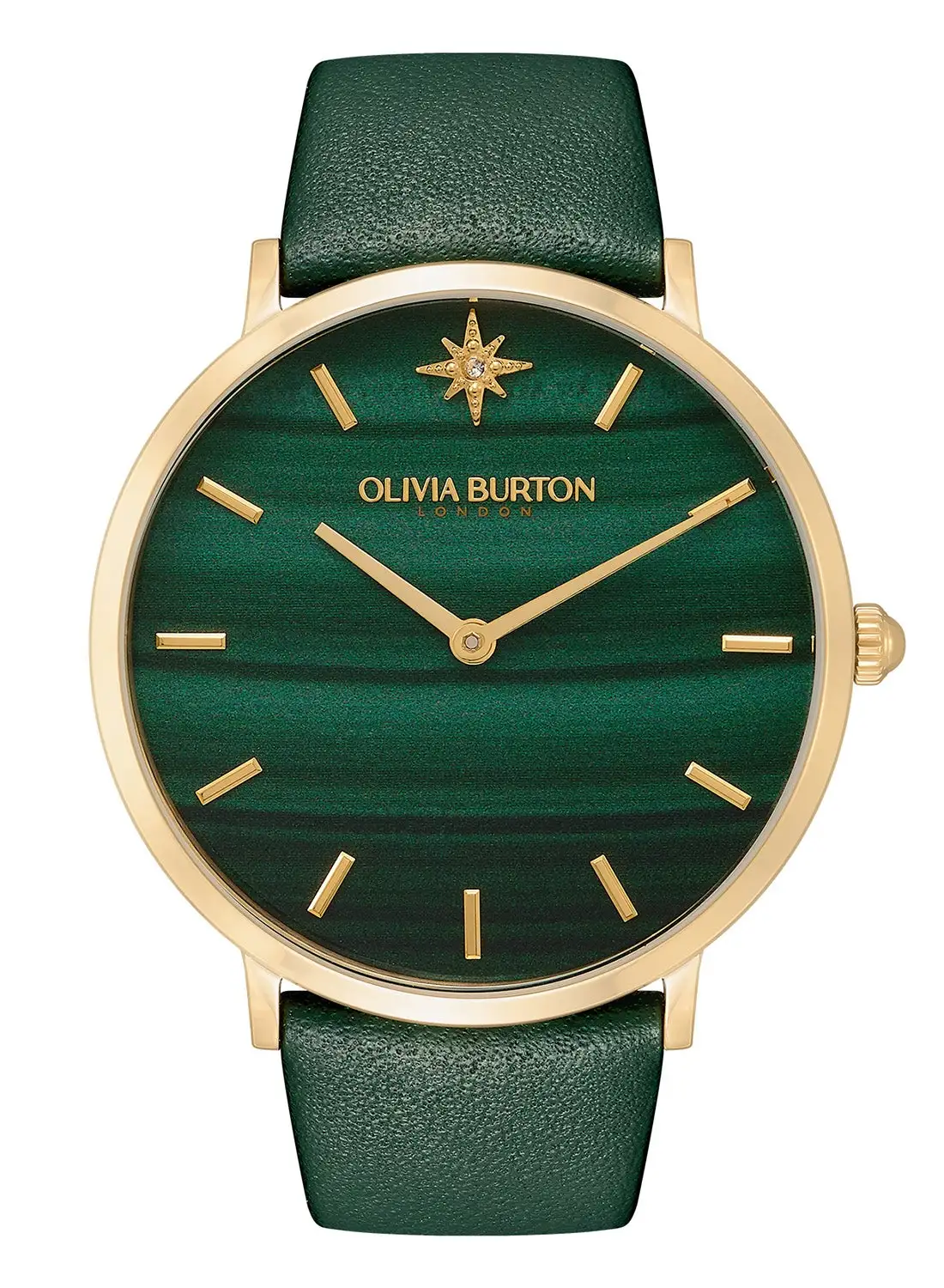 أوليفيا بيرتون ساعة يد جلدية دائرية الشكل أنالوج بعقارب للنساء 24000067 - 40 ملم