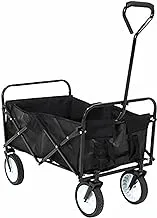 Folding Wagons with Wheels Collapsible | Rolling Beach Cart | Shopping Cart Trolley Foldable | Outdoor Utility Wagon | Sports Wagon Cart | Max Load: 68 KG (no assembly required - balck)