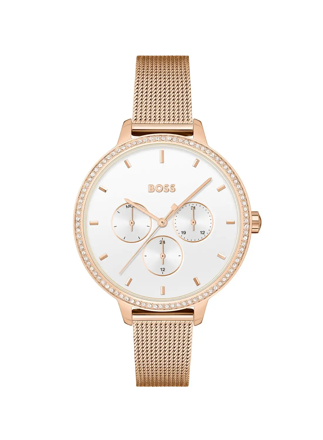 HUGO BOSS Women's Analog Round Shape Stainless Steel Wrist Watch 1502663 - 40 Mm