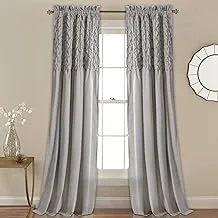 Lush Decor Bayview Curtains - Pintuck Textured Semi Sheer Window Panel Drapes Set for Living, Dining, Bedroom (Pair), 84