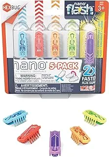 Hexbug 6068976 5 Pack of 4 Nanos Plus Bonus Flash Nano-Sensory Vibration Toys for Kids and Cats Small HEX Bug Tech Toy Batteries Included Multicolour