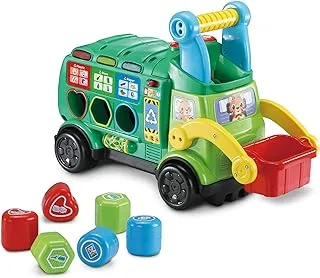VTech Ride & Go Recycling Truck, Toy Truck Made with 100% Reclaimed Plastic, Shape Sorter Tractor Toy with 4 Play Modes, Baby Musical Toy with Sounds, Interactive Toy for Roleplay, Age 18 Months+