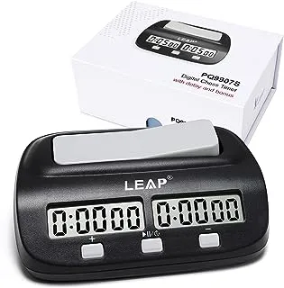 LEAP Chess Clock Digital Chess Timer Professional for Board Games Timer with Alarm Function Black (Official Store)
