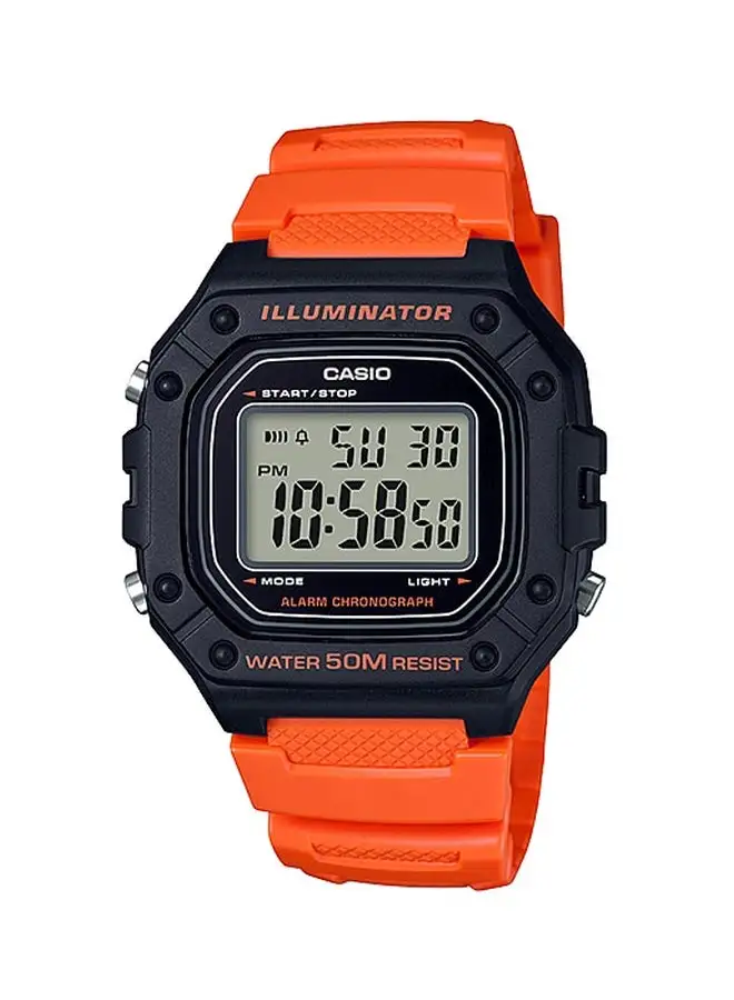 CASIO Men's Youth Series Water Resistant Resin Digital Watch W-218H-4B2VDF - 44 mm - Orange