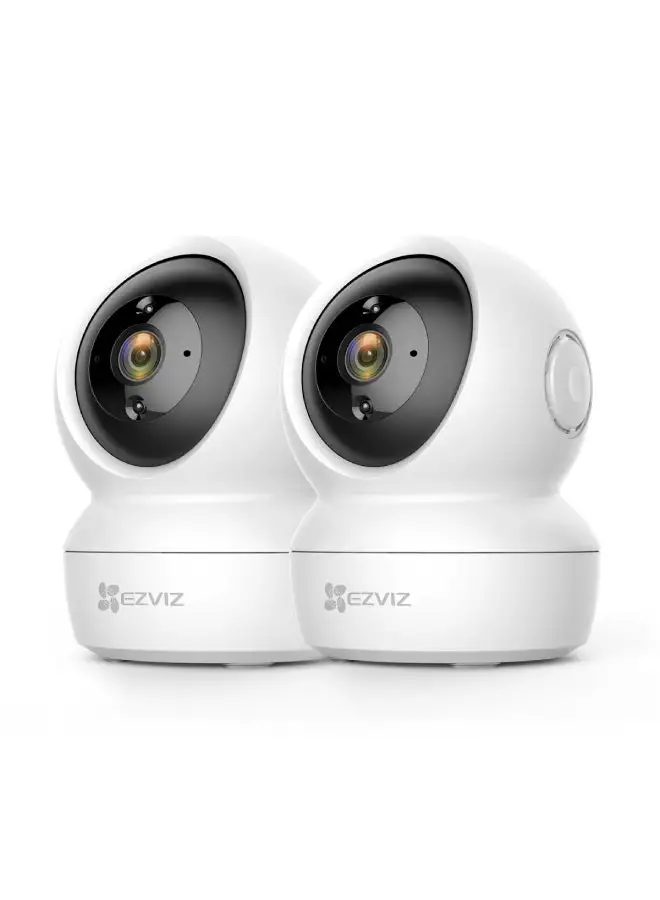 EZVIZ 2MP C6N Pack Of 2 Wi-Fi 1080P Smart Home Security Camera White Baby Monitor Surveillance Camera With Motion Detection Smart Tracking Two Way Audio Night Vision Remote Control Works With Alexa