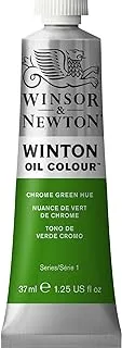 أنبوب Winsor & Newton Winton Oil Color Chrome Green Hue 37 مل مع تناسق متساوي، لا يبهت، تغطية عالية، غني بالأصباغ الملونة