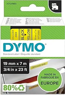 Dymo bracelet D1 original | Yellow on Black | 19mm x 7m | Adjustable Adhesive Tape