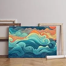 لوحة فنية جدارية من القماش مطبوعة بأمواج المحيط الصيفية المجردة من معرض المنزل مقاس 60 × 40 سم