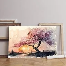 لوحة فنية جدارية من القماش مطبوعة بمناظر طبيعية يابانية من هوم جاليري مقاس 90x60 سم