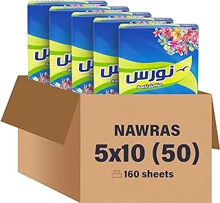 Fine Nawras Facial Tissues, 2 Ply, Pack of 50 x 160 Sheets, Hygienic Facial Tissues with an Soft Feel for All Skin Types, Nawras Tissues with Steripro Technology