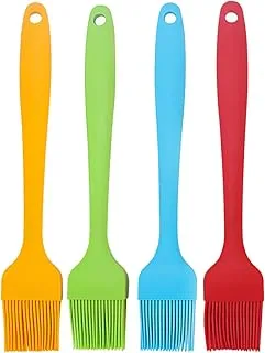 ECVV Silicone Pastry Brush 4 Pcs, Heat Resistant Basting Brush Set for Baking, BBQ Grill, Kitchen Cooking Barbecue Brush Multicolor 8-3/4 Inch Long