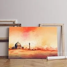 home gallery abstract mosque desert watercolor background paper ramadan eid Printed Canvas wall art 90x60 cm