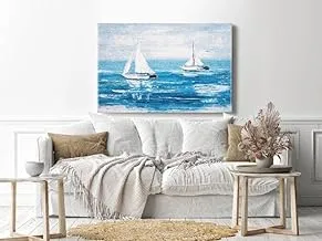 Canvas Wall Art, Abstract Framed Portrait of Sailing Boats 90x60cm