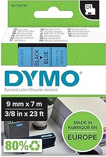 DYMO D1 Labels, 9 mm x 7 m Roll, Black Print on Blue, Self-Adhesive Labels for LabelManager Label Printers, Authentic