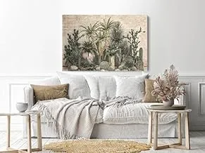 لوحة جدارية من القماش ، صورة تجريدية مؤطرة لأغصان نباتات الصحراء الاستوائية 90x60 سم