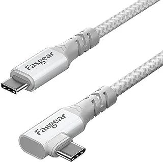 Fasgear USB C to Type C Cable 1.8m (USB 3.2 Gen 2x2, 20Gbps, 100W) 4K Video 5A Fast Charging Right Angle USB-C Cord Compatible for M1 Macbook Pro,iPad Air, Monitors,Graphics Drawing Tablet White