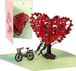 Love Tree Kiss Pop Up Valentine Card, for Girlfriend Boyfriend Happy Anniversary Card for Wife Husband Couple Romantic Birthday Wedding Thank You Cards 3D Pop Up Handmade Proposal Wedding Card