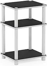 Furinno Just 3-Tier Turn-N-Tube End Table, Side Table, Nightstand, White w/White Tube,11.5D x 13.4W x 22.8H centimetres