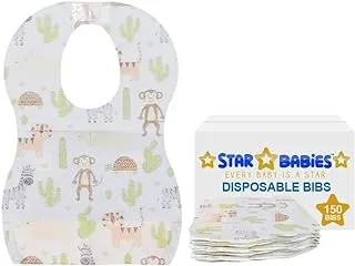 Star Babies - Animals Printed Disposable Bibs Pack of 150